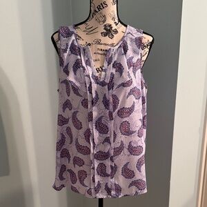 Skies Are Blue Purple and White Paisley Blouse
